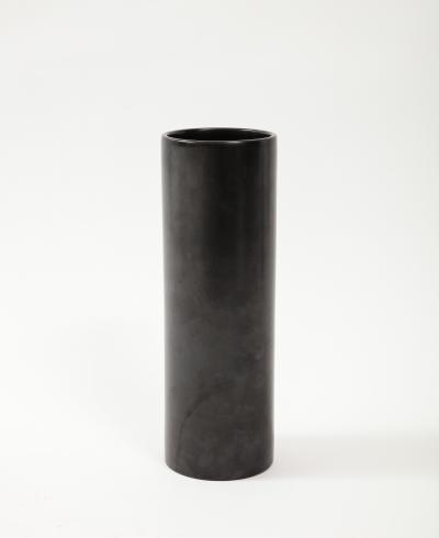 Georges Jouve Large Georges Jouve Style Black Matte Cylinder Vase France c 1950s