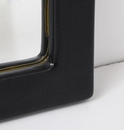 Georges Jouve Small Black Ceramic Mirror France c 1950