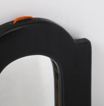 Georges Jouve Small Black Ceramic Mirror France c 1950