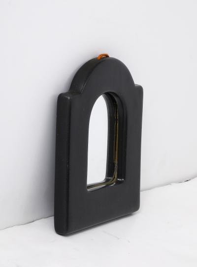 Georges Jouve Small Black Ceramic Mirror France c 1950