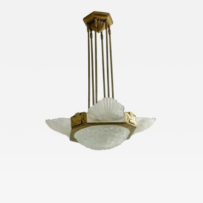 Georges Leleu French Art Deco Chandelier by Georges Leleu