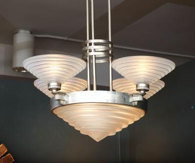 Georges Leleu Leleu Art Deco Chandelier 