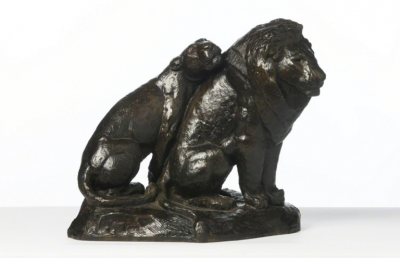 Georges Lucien Guyot A Couple of Seated Lion and Lioness ca 1935