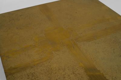 Georges Mathias Belgian Post War Design 1970s Square Brass Coffee Table