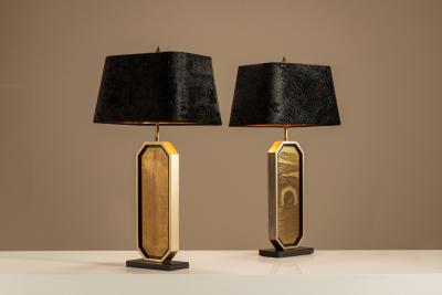 Georges Mathias George Mathias Limited Edition Table Lamps with 23 Carat Gold Gilded Panels