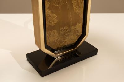 Georges Mathias George Mathias Limited Edition Table Lamps with 23 Carat Gold Gilded Panels