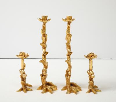 Georges Mathias Georges Mathias For Fondica Gilded Bronze Candle Holders Set Of 4