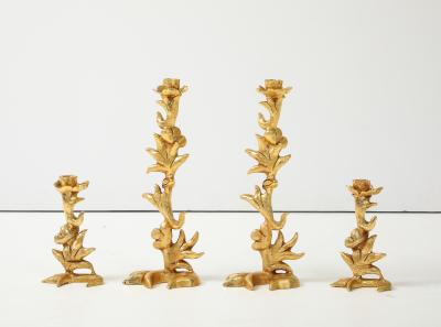 Georges Mathias Georges Mathias For Fondica Gilded Bronze Candle Holders Set Of 4