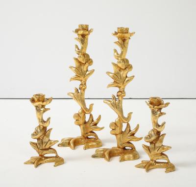 Georges Mathias Georges Mathias For Fondica Gilded Bronze Candle Holders Set Of 4