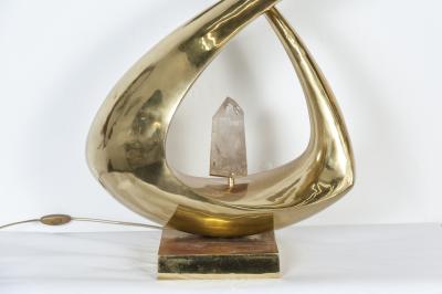 Georges Mathias Important Bronze Rock Crystal Sculpture lamp by Georges Mathias