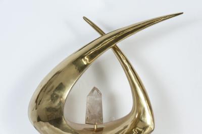 Georges Mathias Important Bronze Rock Crystal Sculpture lamp by Georges Mathias