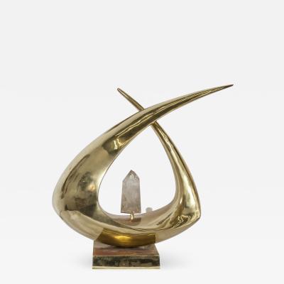 Georges Mathias Important Bronze Rock Crystal Sculpture lamp by Georges Mathias