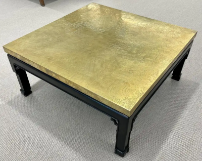 Georges Mathias Mid Century Georges Mathias Coffee Table Signed Etched Brass Belgium 1970s