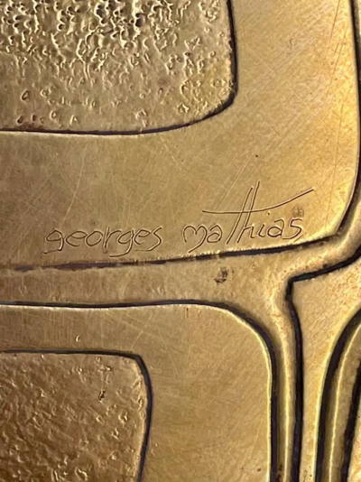 Georges Mathias Mid Century Georges Mathias Coffee Table Signed Etched Brass Belgium 1970s