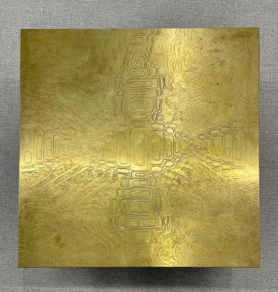 Georges Mathias Mid Century Georges Mathias Coffee Table Signed Etched Brass Belgium 1970s