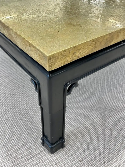 Georges Mathias Mid Century Georges Mathias Coffee Table Signed Etched Brass Belgium 1970s