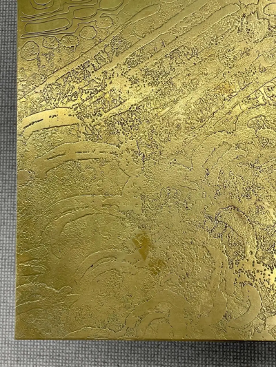 Georges Mathias Mid Century Georges Mathias Coffee Table Signed Etched Brass Belgium 1970s