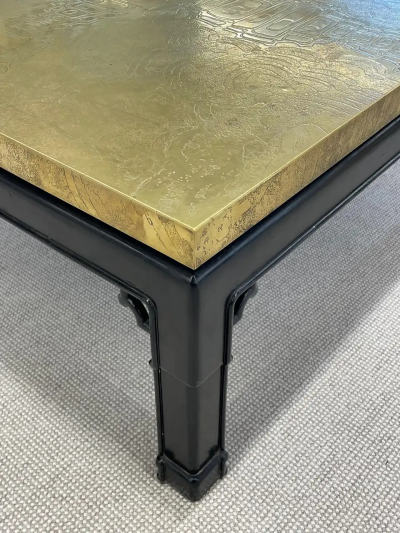 Georges Mathias Mid Century Georges Mathias Coffee Table Signed Etched Brass Belgium 1970s