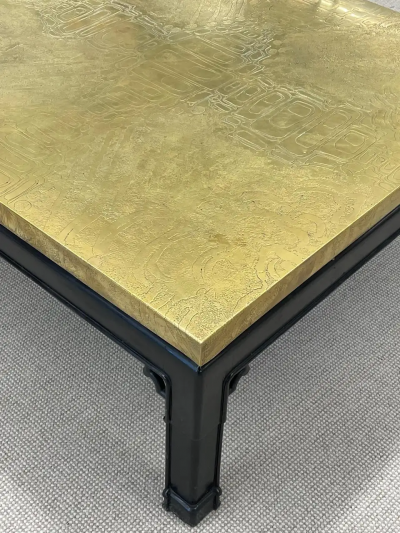 Georges Mathias Mid Century Georges Mathias Coffee Table Signed Etched Brass Belgium 1970s