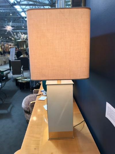 Georges Mathias Rare lamp in brass with geode inset by Georges Mathias