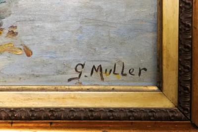 Georges Muller Port de Marseilles Oil on Isorel Panel Seascape Painting Signed Georges Muller