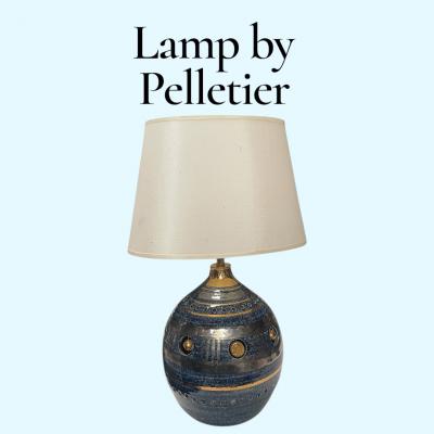 Georges Pelletier 1970s Studio pottery c ramic lamp by Georges Pelletier