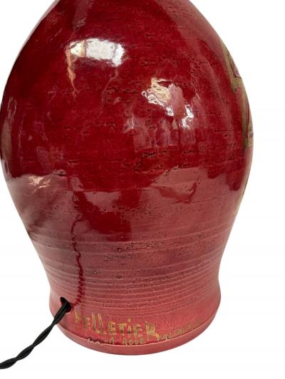 Georges Pelletier 1970s Studio pottery ceramic lamp signed BY Georges Pelletier