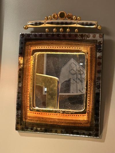 Georges Pelletier 20th Century antique ceramic mirror by Georges Pelletier