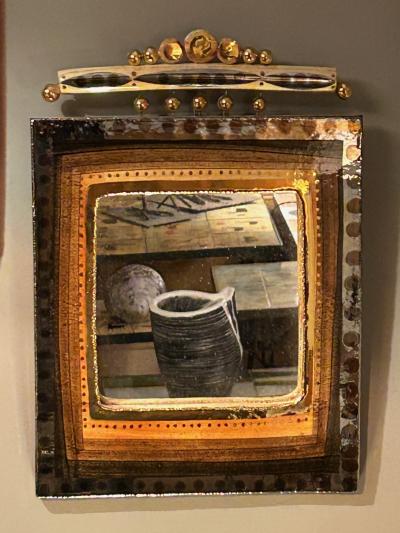 Georges Pelletier 20th Century antique ceramic mirror by Georges Pelletier