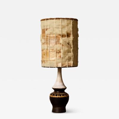 Georges Pelletier French Ceramic Table Lamp by Georges Pelletier with Organic Fiber Shade