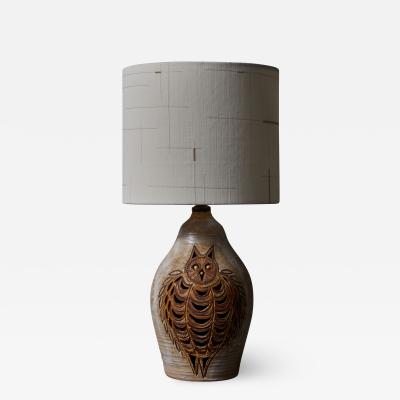 Georges Pelletier Georges Pelletier Ceramic Table Lamp With Owl Decor