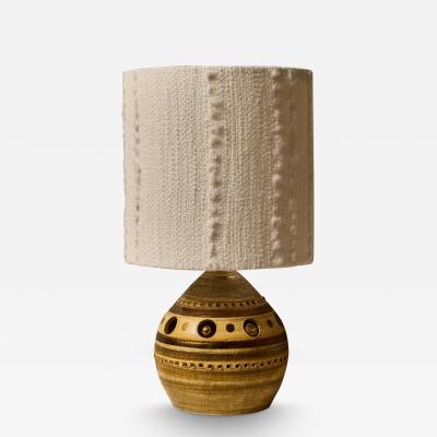 Georges Pelletier Georges Pelletier Green Brown and Gold Glazed Round Ceramic Table Lamp