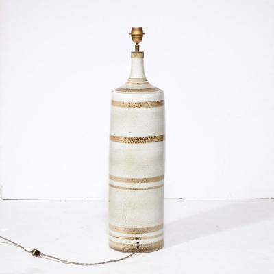 Georges Pelletier Midcentury Ceramic Hand Painted Floral Sun Motif Table Lamp by George Pelletier