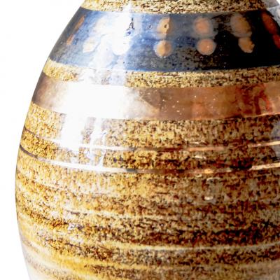 Georges Pelletier Table lamp with sandy glazing and gilded stripes by Georges Pelletier
