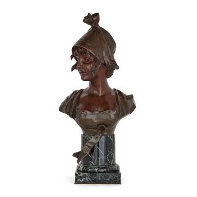 Georges Van Der Straeten Bronze bust on marble plinth by Georges van der Straeten