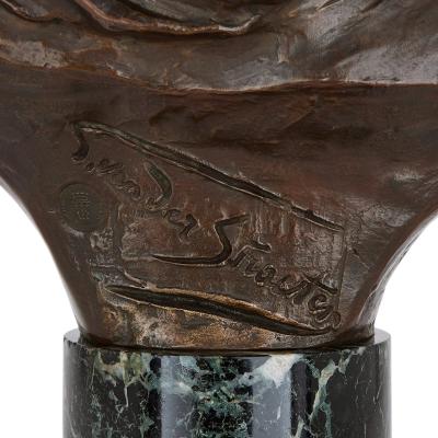 Georges Van Der Straeten Bronze bust on marble plinth by Georges van der Straeten