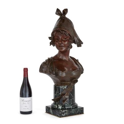 Georges Van Der Straeten Bronze bust on marble plinth by Georges van der Straeten