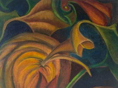 Georgia O Keeffe SURREALIST PUMPKIN PATCH PAINTING