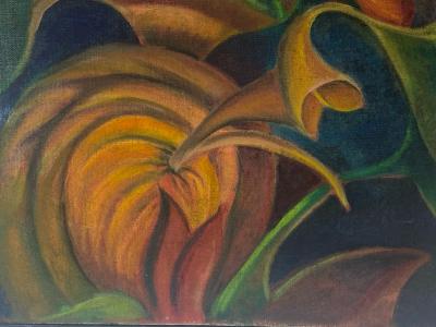 Georgia O Keeffe SURREALIST PUMPKIN PATCH PAINTING