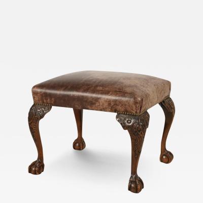 Georgian 19c Style Carved Mahogany Foot Stool Ottoman Bench