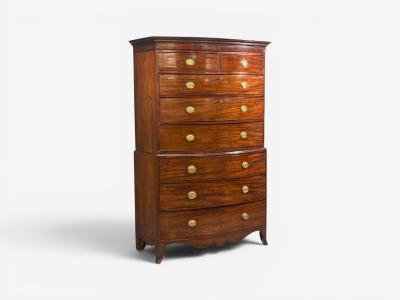 Georgian Bow Front Chest on Chest Mahogany Brass England 19th c 