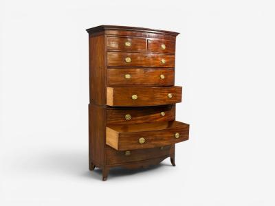 Georgian Bow Front Chest on Chest Mahogany Brass England 19th c 