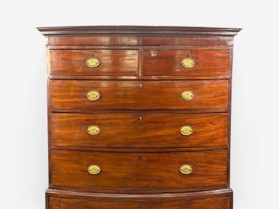 Georgian Bow Front Chest on Chest Mahogany Brass England 19th c 