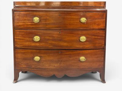 Georgian Bow Front Chest on Chest Mahogany Brass England 19th c 