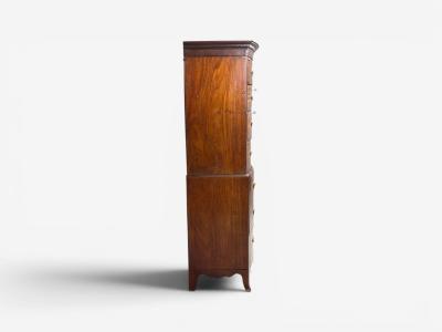 Georgian Bow Front Chest on Chest Mahogany Brass England 19th c 