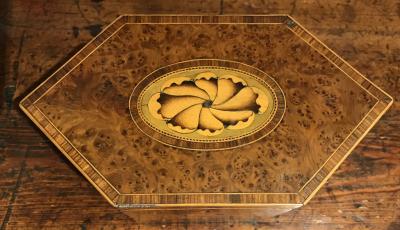 Georgian Burlwood Hexagonal Tea Caddy