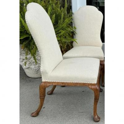 Georgian Burton Ching Burl Walnut Turtle Back Side Desk or Dining Chair