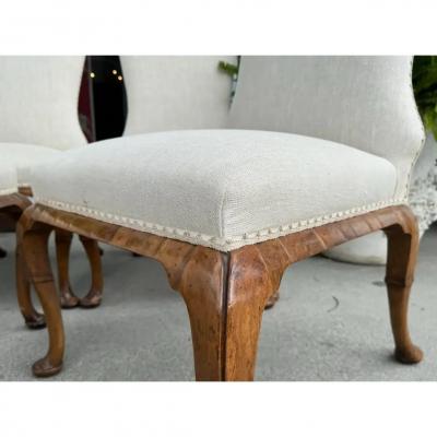 Georgian Burton Ching Burl Walnut Turtle Back Side Desk or Dining Chair