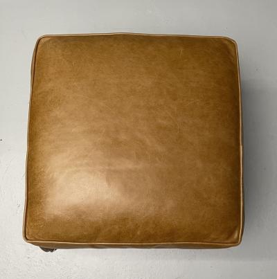 Georgian Cabriole Leg Ottomans Tan Leather Wood USA 2000s