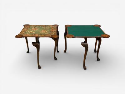 Georgian Card or Game Tables A Pair Tapestry Mahogany 18th Century